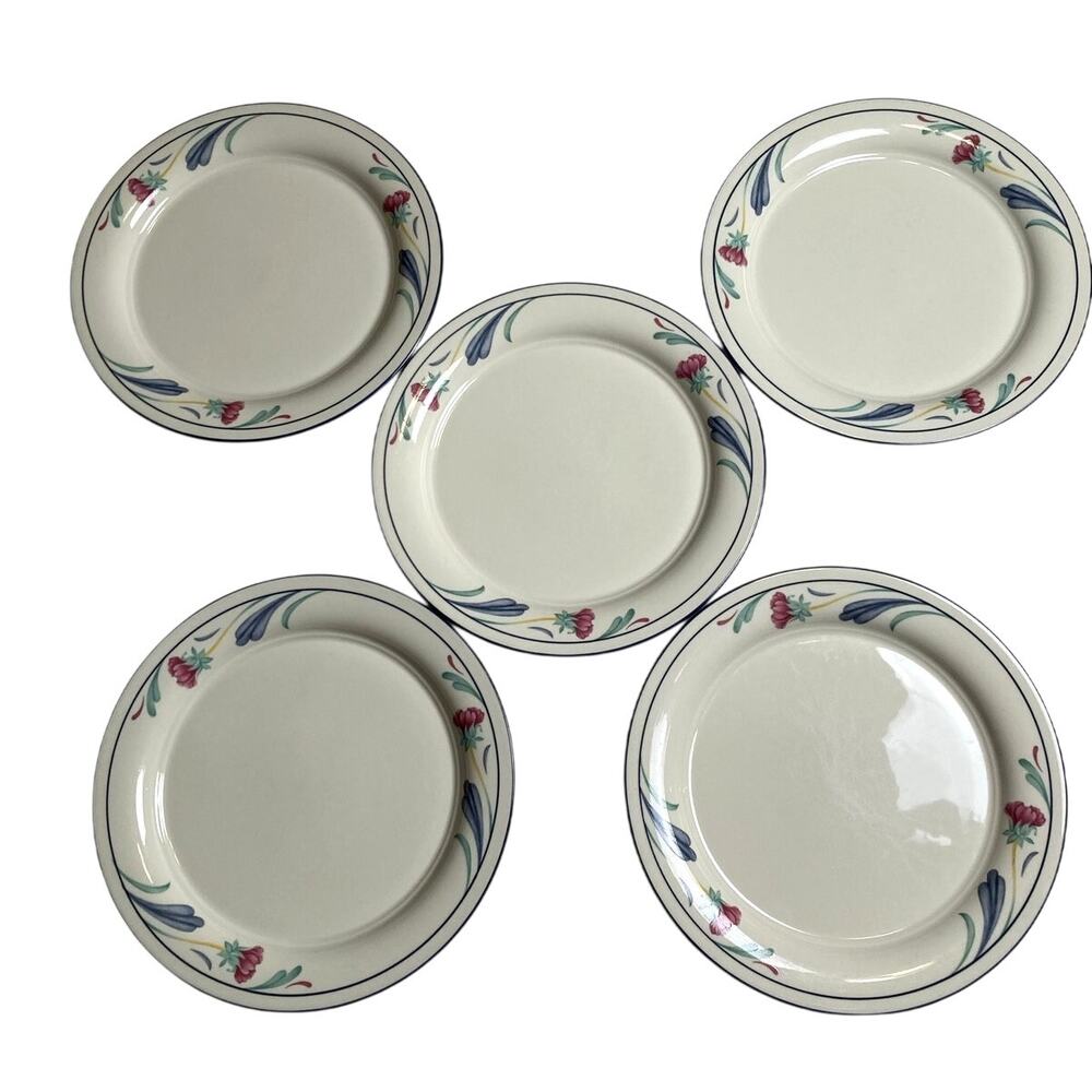 Vintage Lenox Poppies on Blue Chinastone 8.25" Salad Dessert Plates set of 5